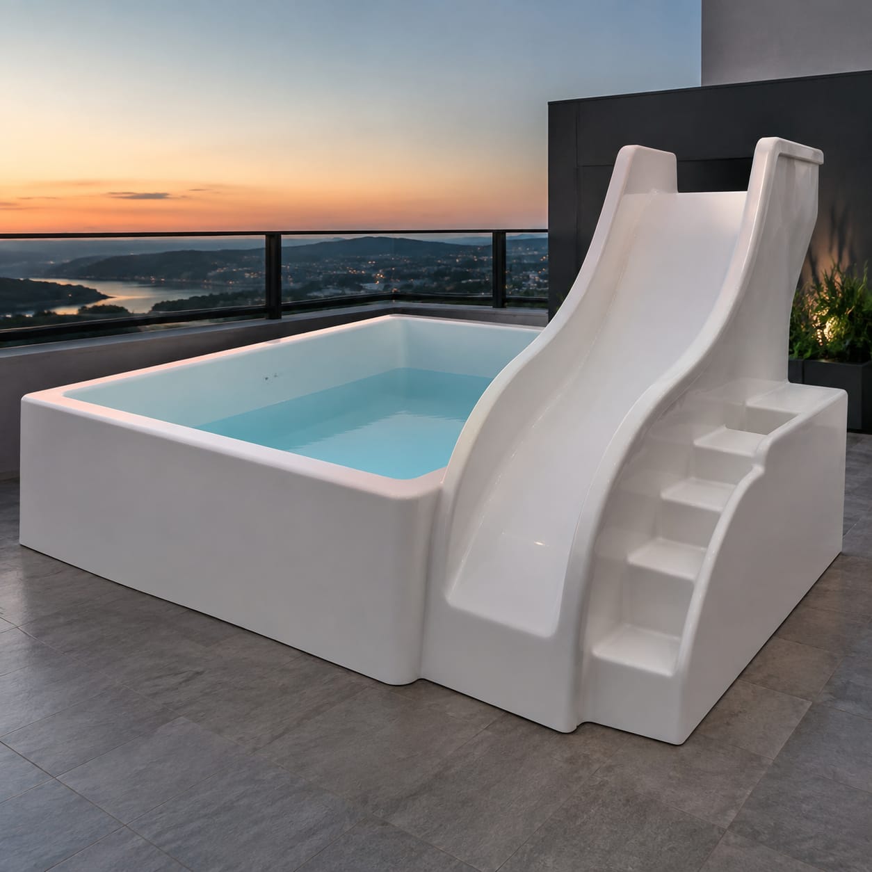 Vasca plunge pool da terrazza in FRP